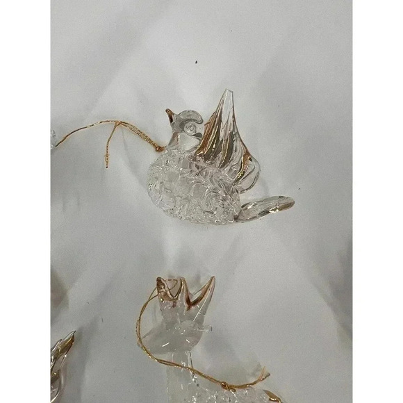 VINTAGE 8 Piece Clear Glass Spaghetti/Spun Glass Ornaments NATIVITY TREE ANGELS - Picture 4 of 12